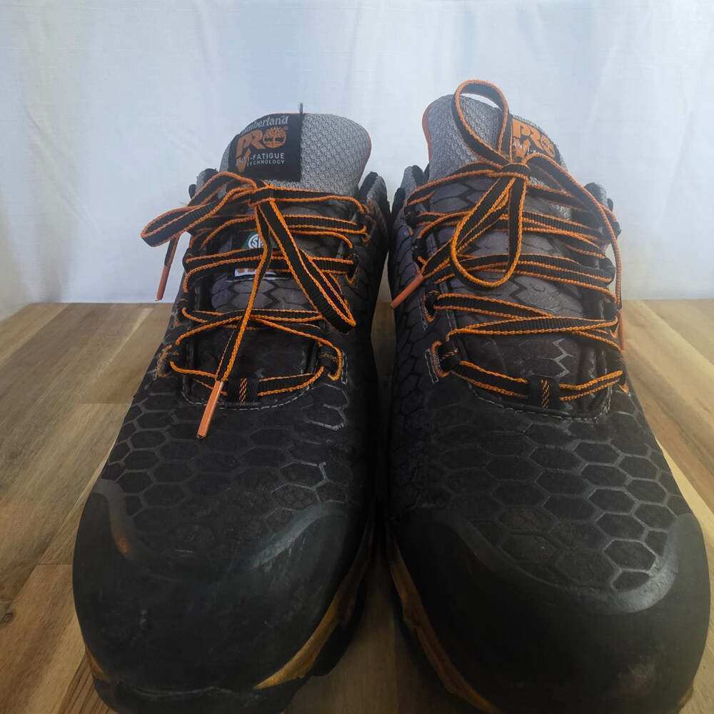 Timberland PRO Black Athletic Work Shoes with Orange Accents